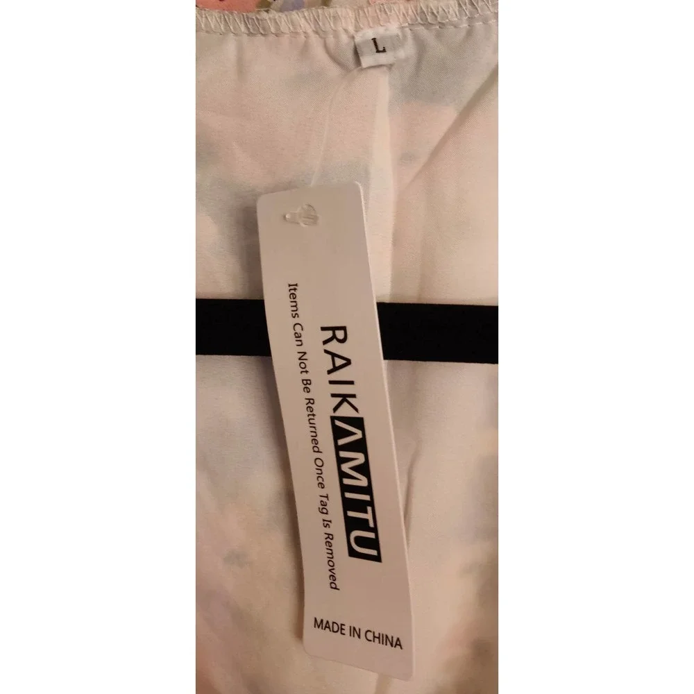 Raikamitu Floral Summer Dress V Neck Flowing NWT Sz L - Picture 5 of 5